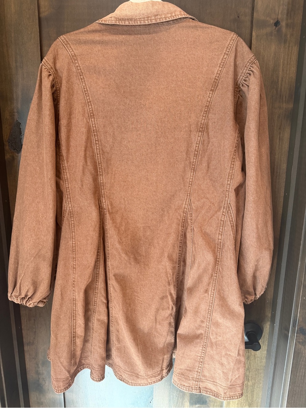 Amazon Brown Button-Front Mini Shirt Dress - Picture 3 of 3